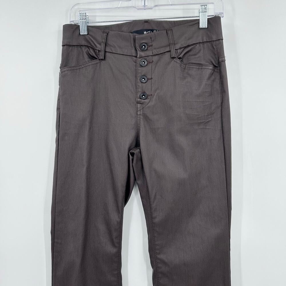 Bevy Flog Chocolate Brown Coated Skinny Straight Leg Pants Sz 26 Made In Israel - Picture 4 of 11